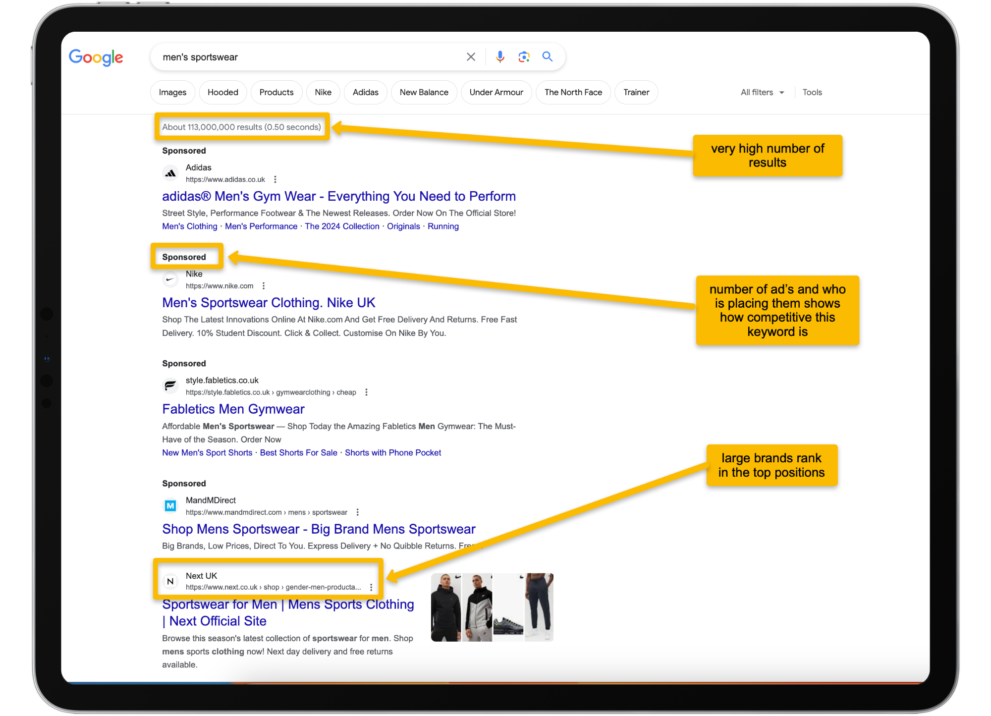 analysing search engine results