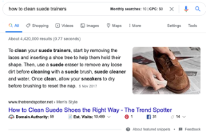 what a featured snippet looks like